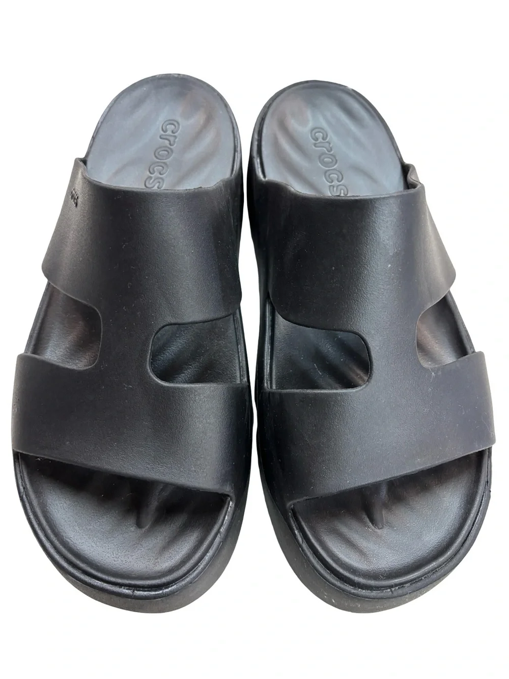 CROCS Women’s Black Platform Slides Sz 8